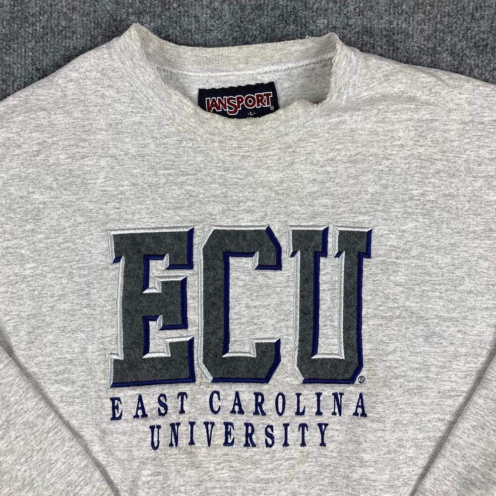 JanSport Sweatshirt Mens L Gray ECU East Carolina‎ University College Crewneck